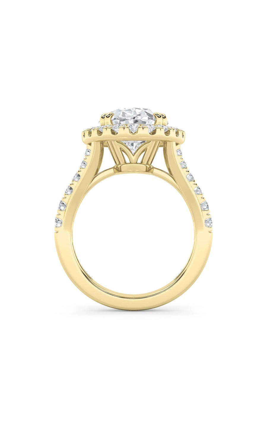 6Cttw Oval Shaped Lab Grown Diamond (G/VS) Bold Accented Engagement Ring in 14K Gold
