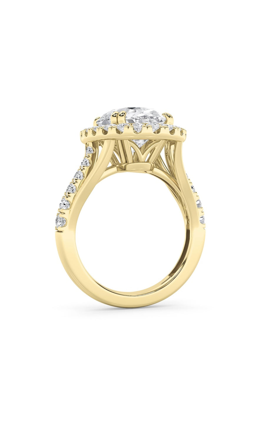 6Cttw Oval Shaped Lab Grown Diamond (G/VS) Bold Accented Engagement Ring in 14K Gold