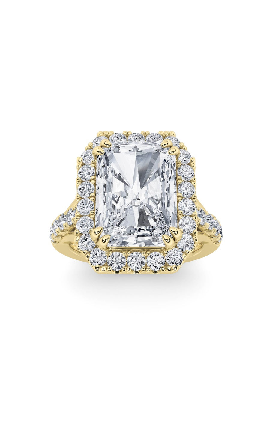 6Cttw Radiant Shaped Lab Grown Diamond (G/VS) BoldAccented Engagement Ring in 14K Gold