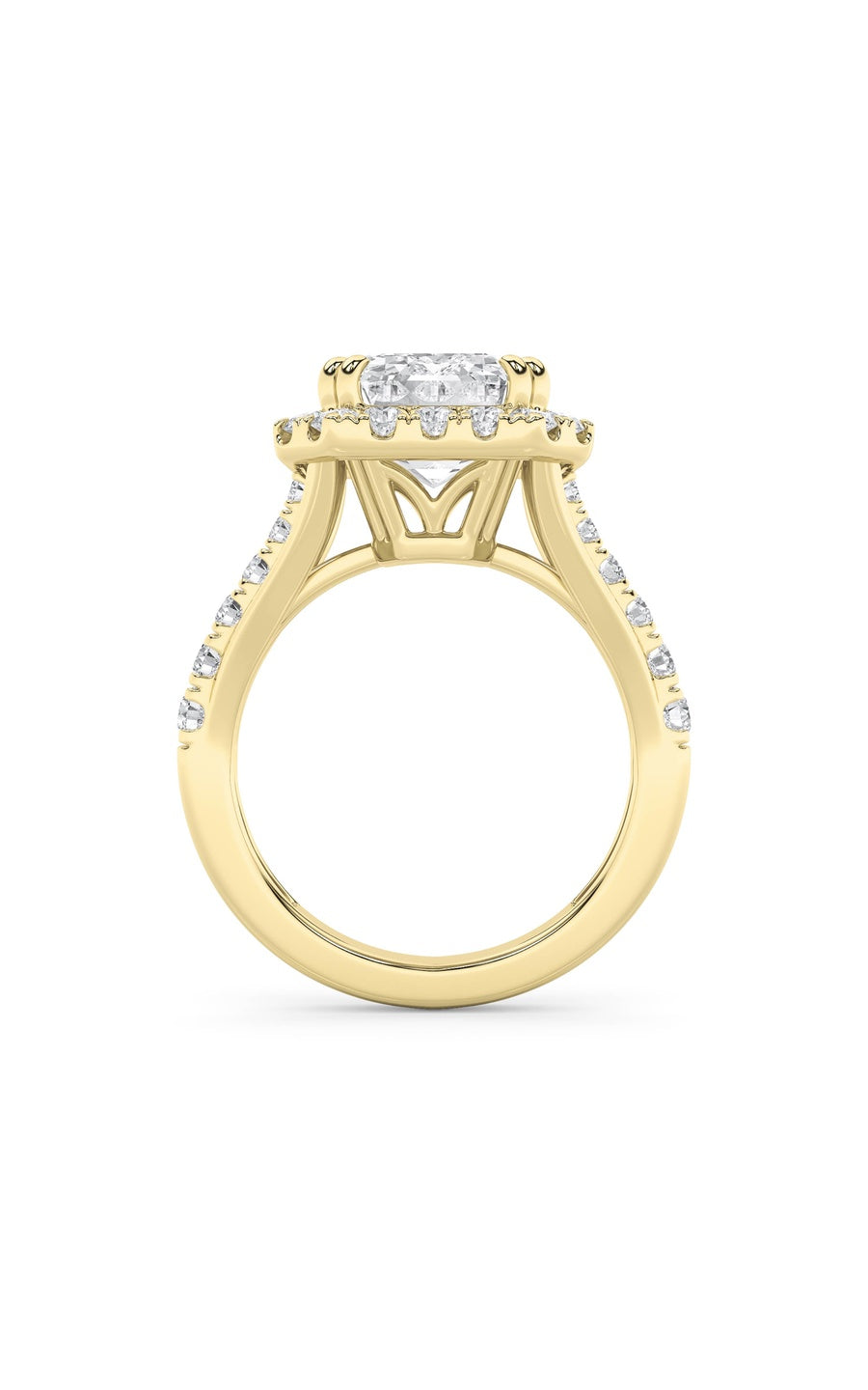 6Cttw Radiant Shaped Lab Grown Diamond (G/VS) BoldAccented Engagement Ring in 14K Gold
