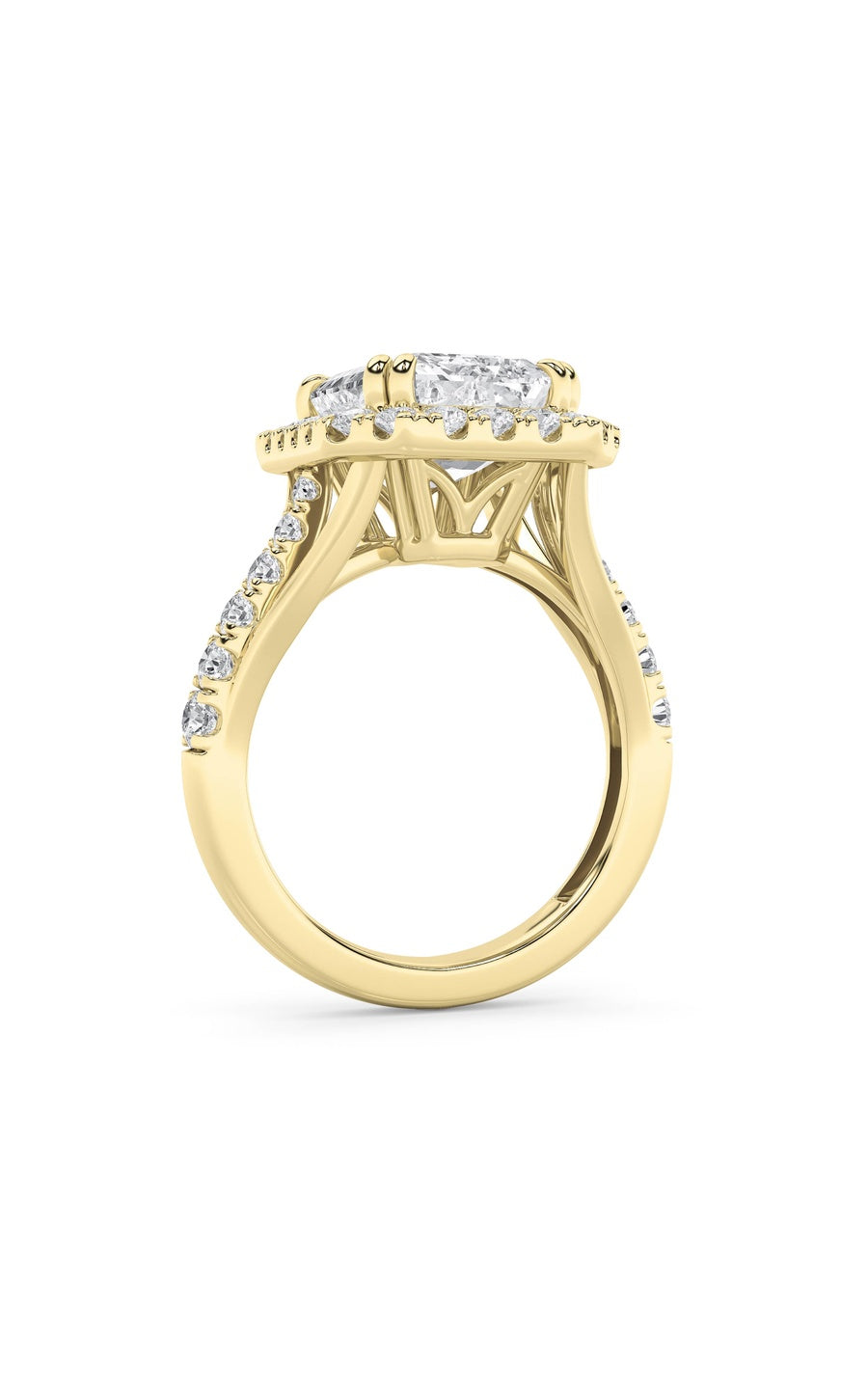 6Cttw Radiant Shaped Lab Grown Diamond (G/VS) BoldAccented Engagement Ring in 14K Gold