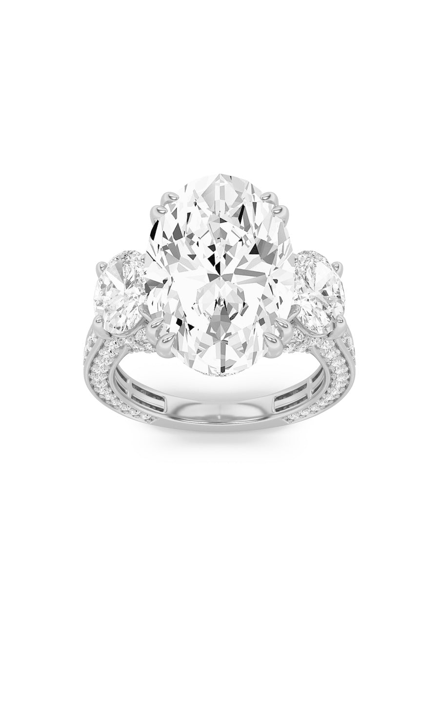 9Cttw Oval Shaped Lab Grown Diamond (F/VS) Bold Statement Accented Ring in 14K Gold