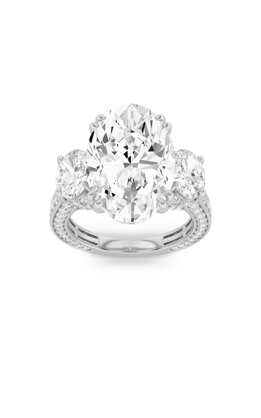 9Cttw Oval Shaped Lab Grown Diamond (F/VS) Bold Statement Accented Ring in 14K Gold