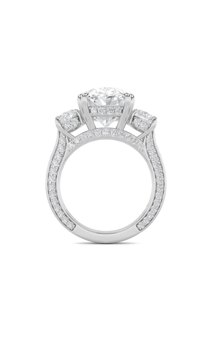 9Cttw Oval Shaped Lab Grown Diamond (F/VS) Bold Statement Accented Ring in 14K Gold