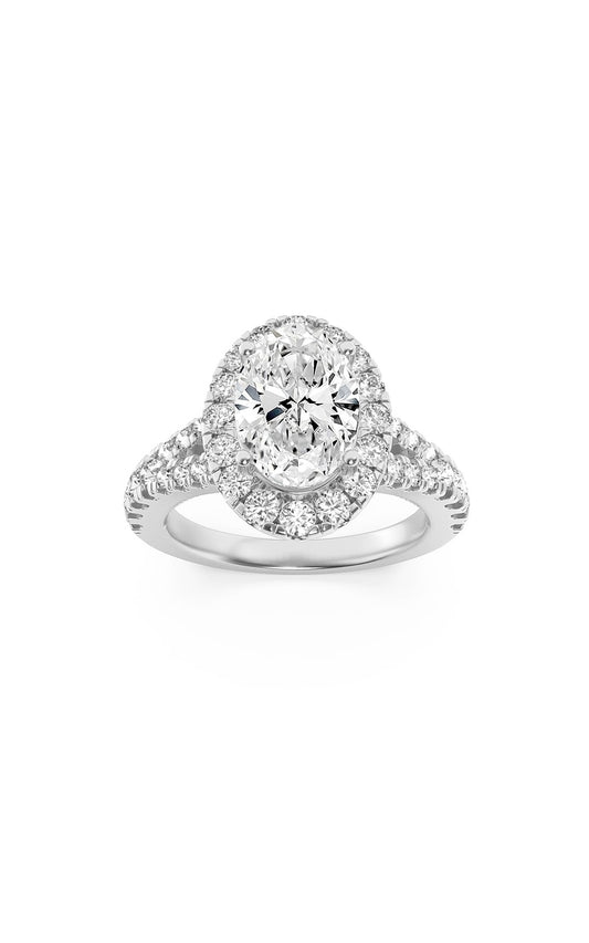 2.5Cttw Oval Shaped Lab Grown Diamond (F/VS) Engagement Ring in 14K Gold