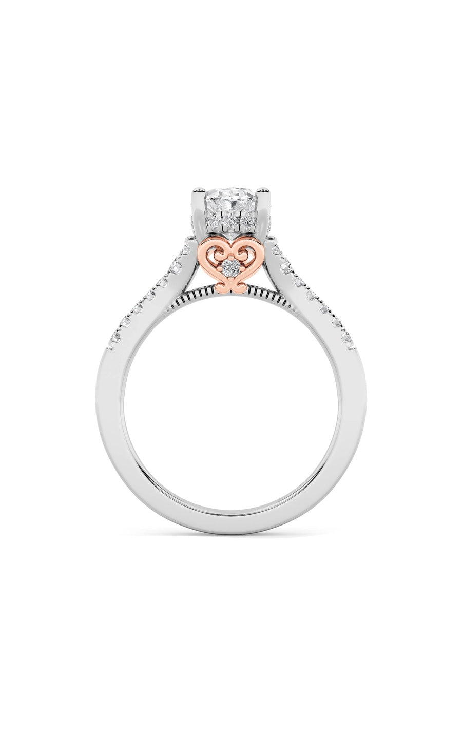 1.5Cttw Oval Shaped Lab Grown Diamond (G/VS) Accented Engagement Ring in 14K White Gold