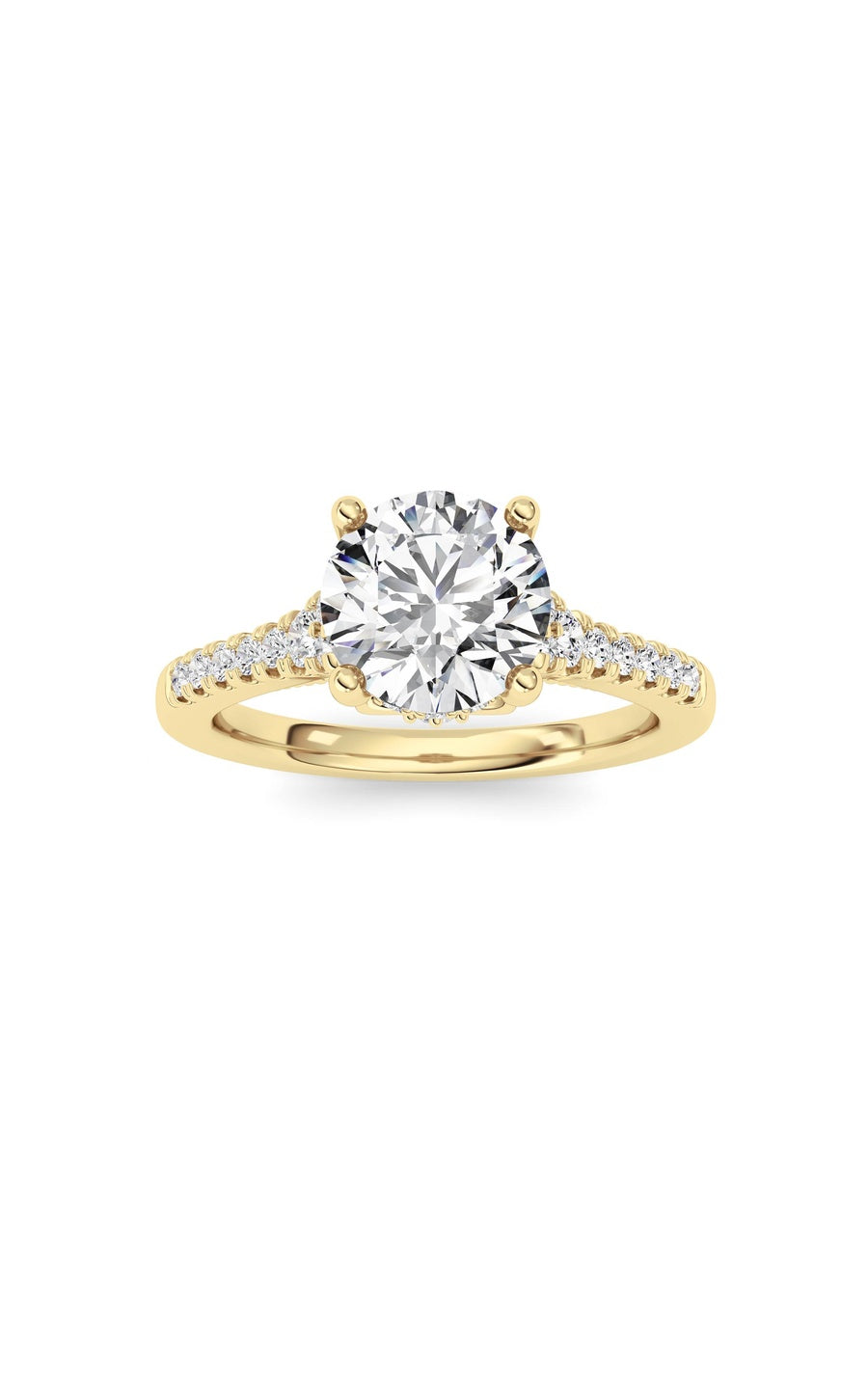 1.5Cttw Round Shaped Lab Grown Diamond (F/VS) Accented Two Tone Engagement Ring in 14K Gold