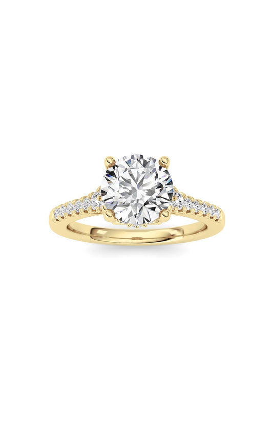 1.5Cttw Round Shaped Lab Grown Diamond (F/VS) Accented Two Tone Engagement Ring in 14K Gold