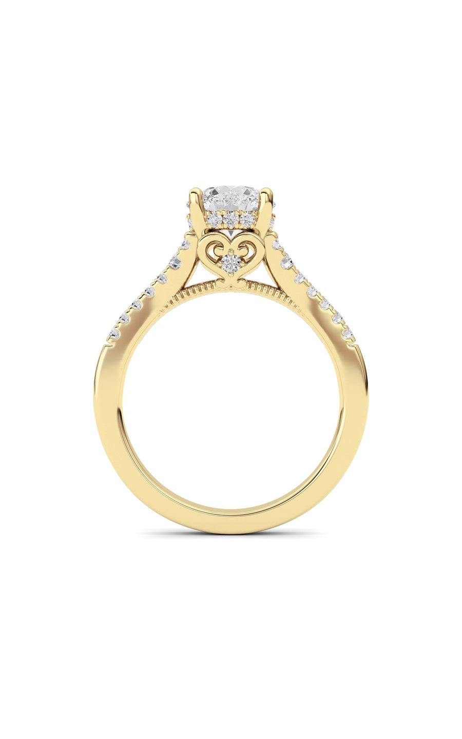 1.5Cttw Round Shaped Lab Grown Diamond (F/VS) Accented Two Tone Engagement Ring in 14K Gold