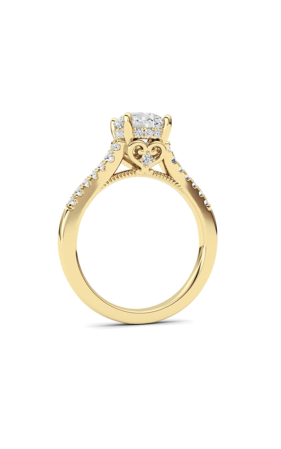 1.5Cttw Round Shaped Lab Grown Diamond (F/VS) Accented Two Tone Engagement Ring in 14K Gold