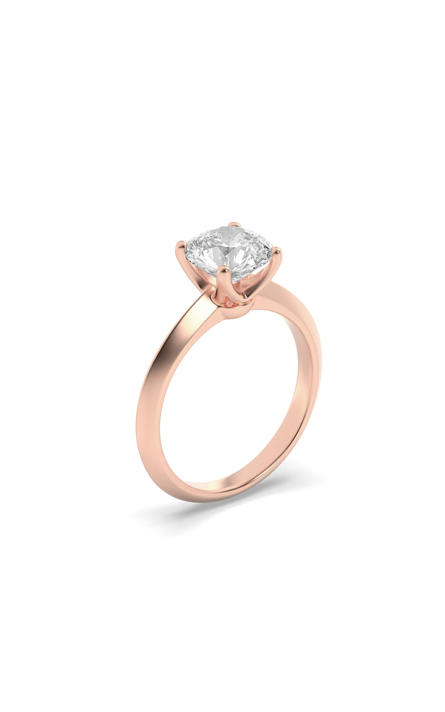 1Cttw Round Shaped Lab Grown Diamond (F/VS) KnifeEdge Shank Solitaire Engagement Ring in 14K Gold