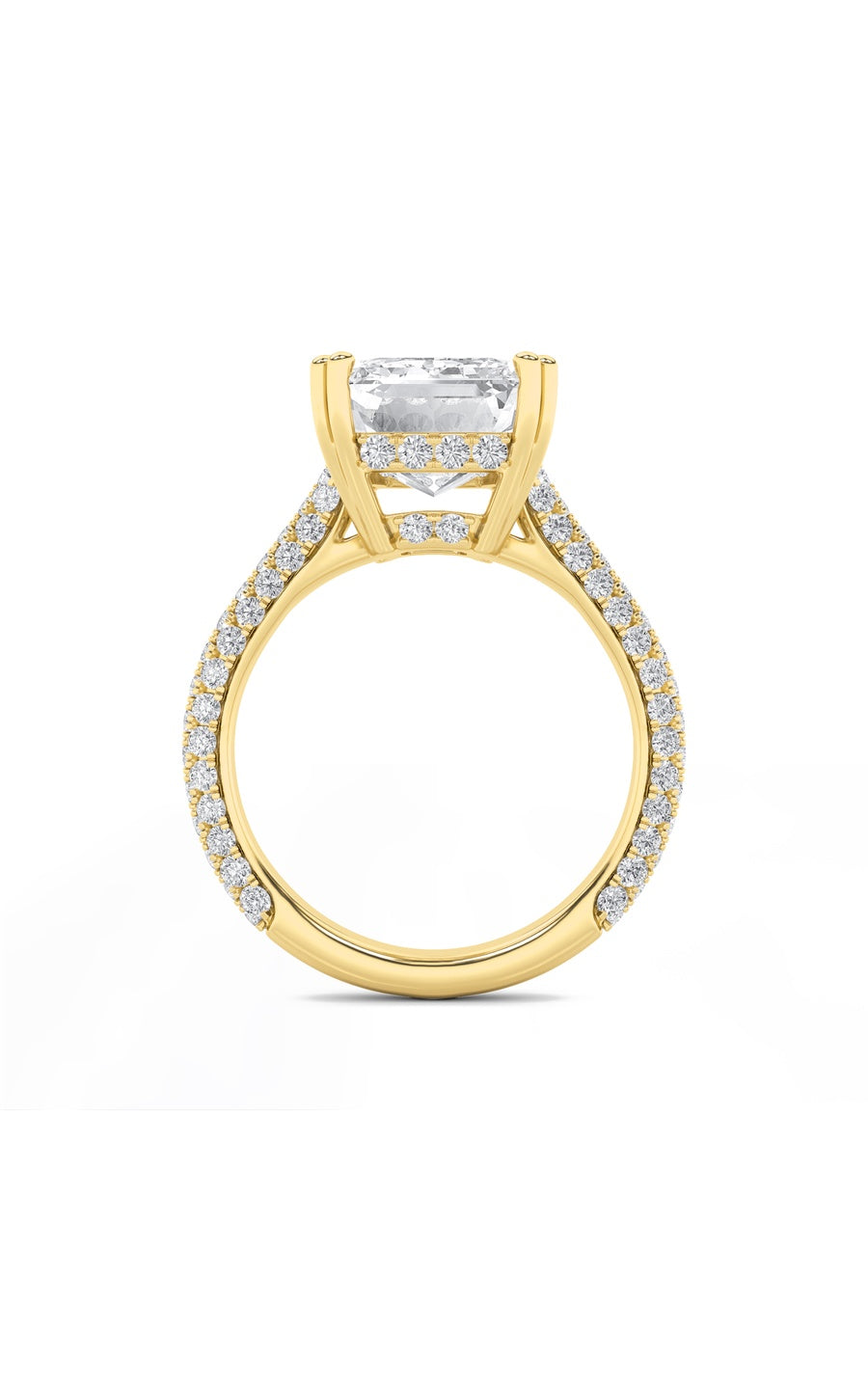 8Cttw Emerald Shaped Lab Grown Diamond (F/VS) BoldAccented Engagement Ring in 14K Gold