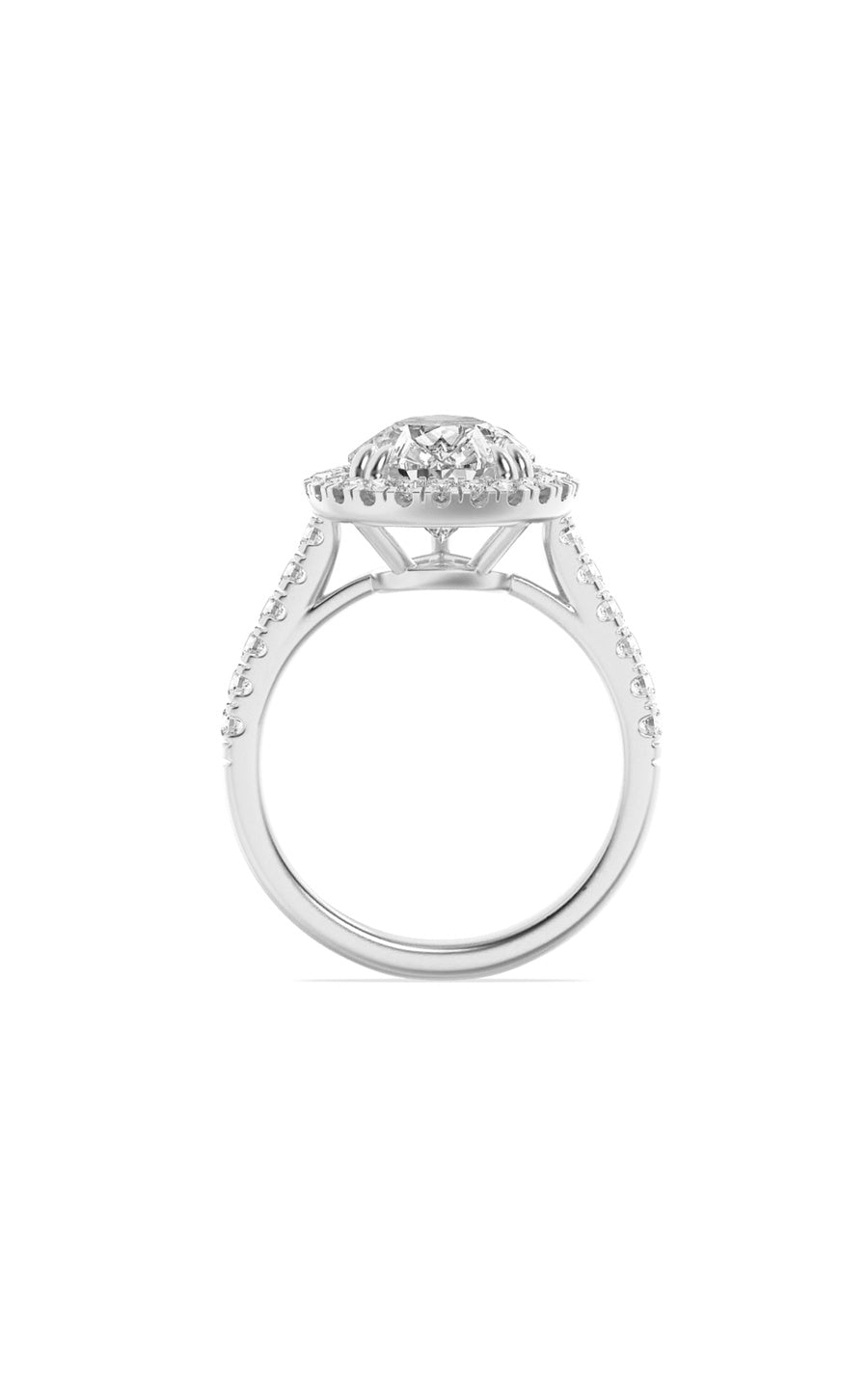 6.25Cttw Pear Shaped Lab Grown Diamond (F/VS) BoldAccented Engagement Ring in 14K Gold