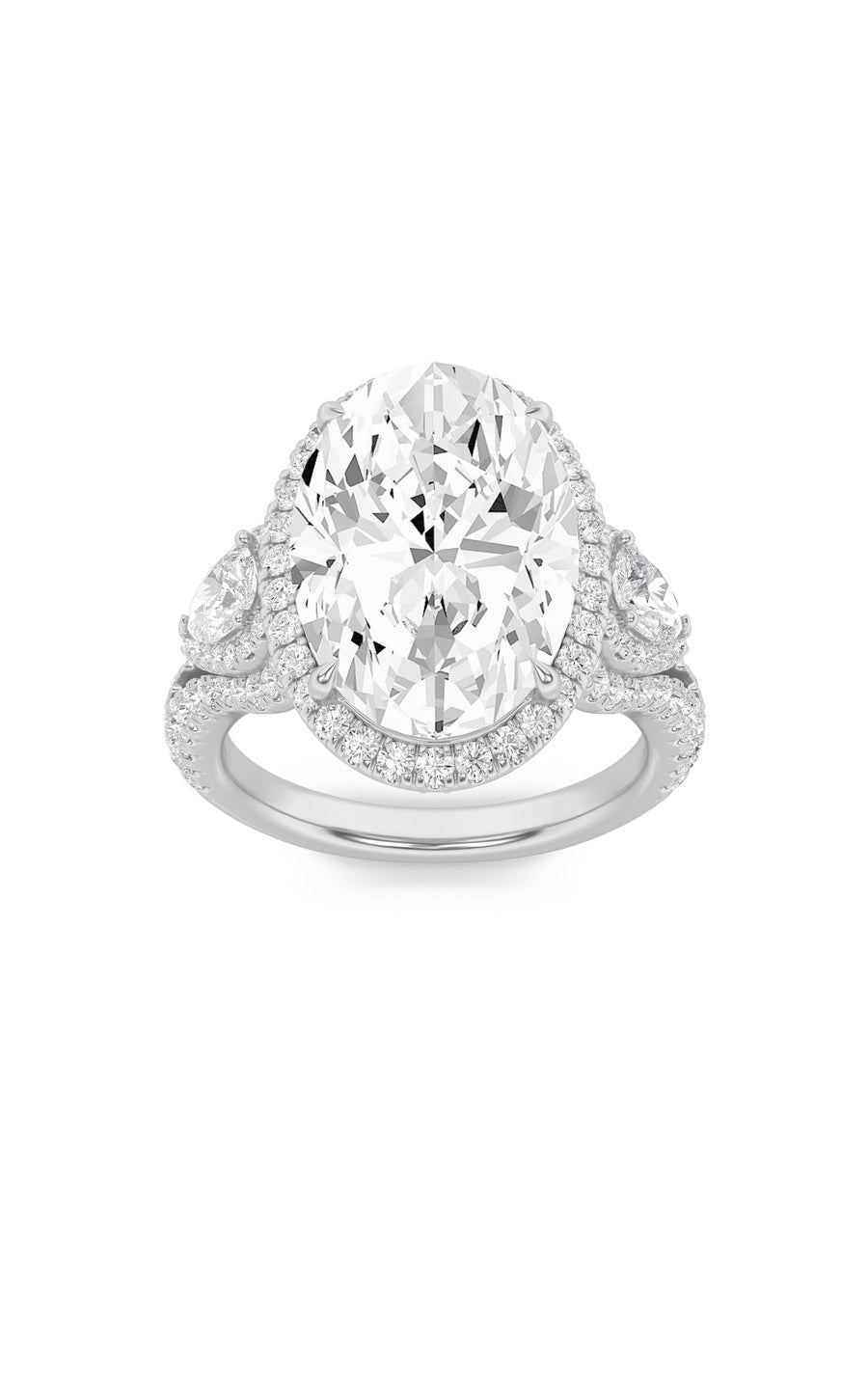 7.25Cttw Oval Shaped Lab Grown Diamond (F/VS) BoldAccented Engagement Ring in 14K Gold