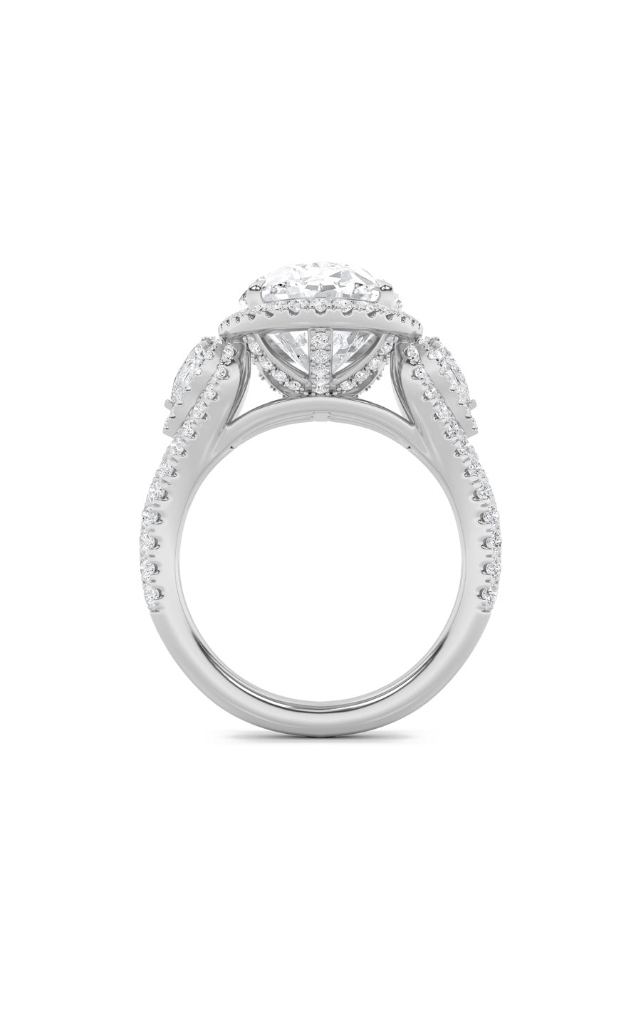 7.25Cttw Oval Shaped Lab Grown Diamond (F/VS) BoldAccented Engagement Ring in 14K Gold