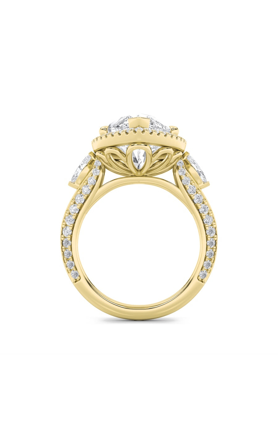 9Cttw Marquise Shaped Lab Grown Diamond (F/VS) Bold Statement Accented  Ring in 14K Gold