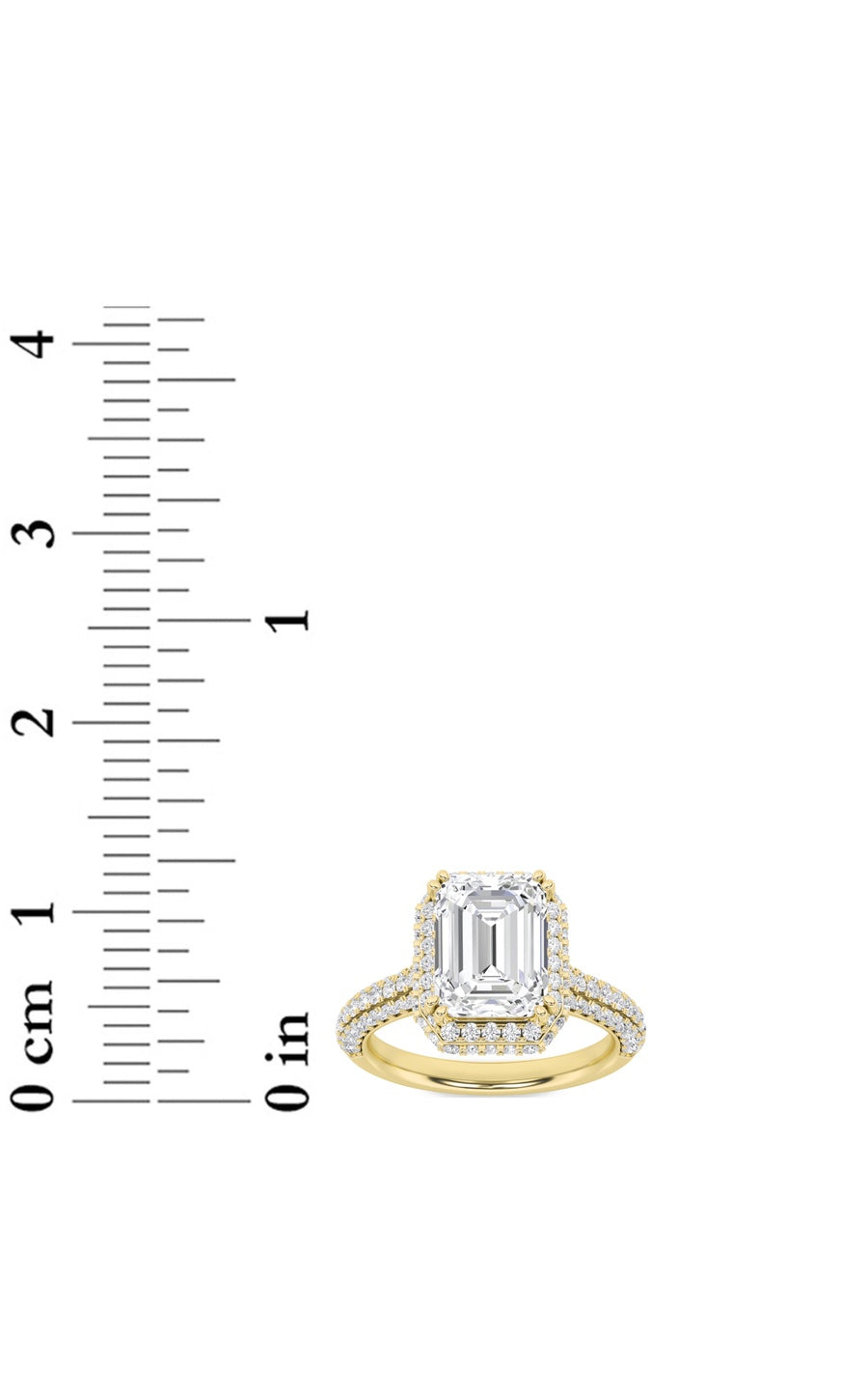3Cttw Radiant Shaped Lab Grown Diamond (F/VS) HaloAccented Engagement Ring in 14K Gold