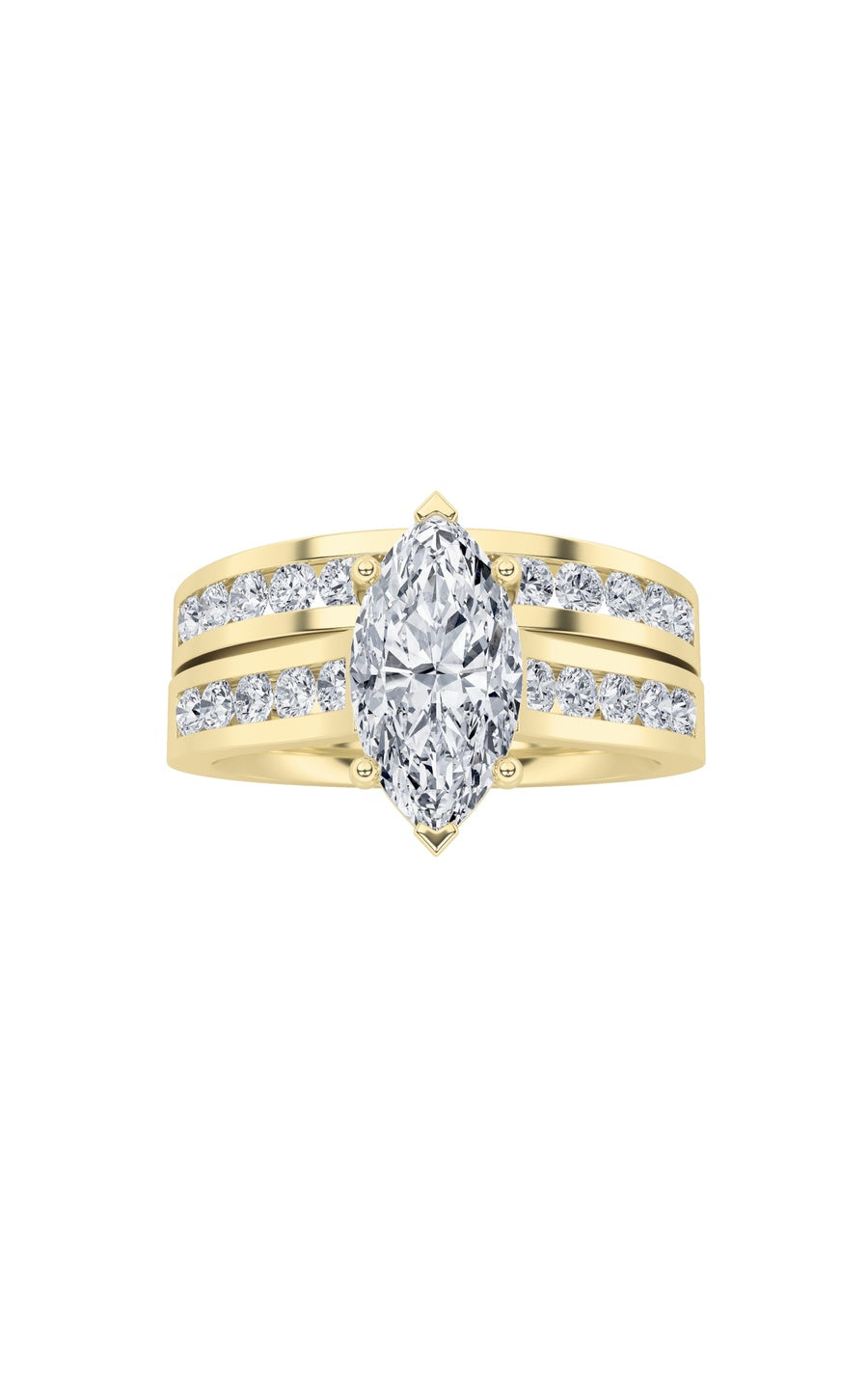 2Cttw Marquise Shaped Lab Grown Diamond (F/VS) Channel Set Bridal Engagement Ring in 14K Gold