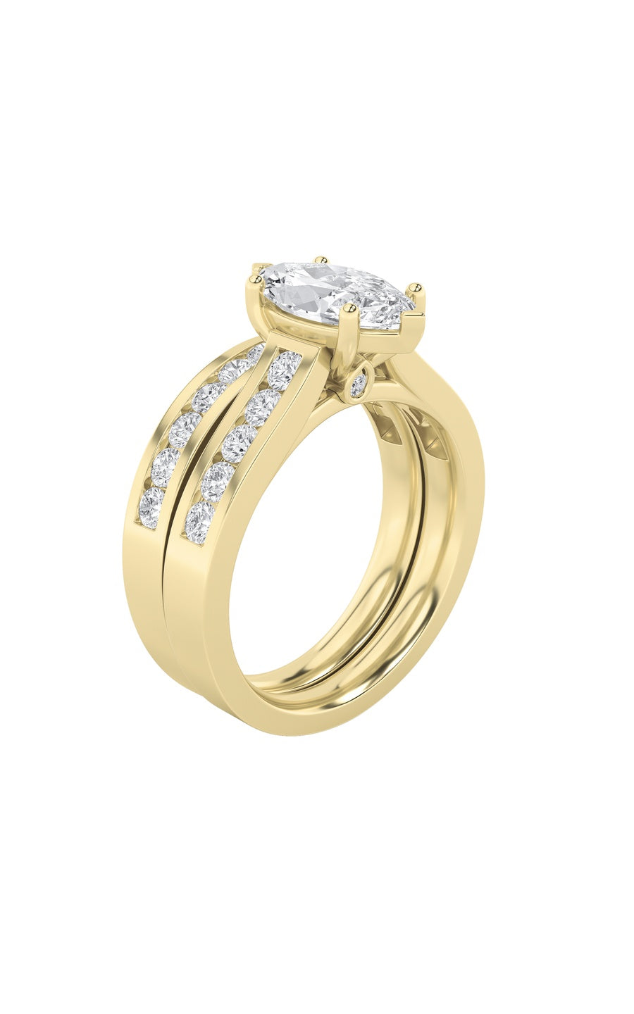 2Cttw Marquise Shaped Lab Grown Diamond (F/VS) Channel Set Bridal Engagement Ring in 14K Gold