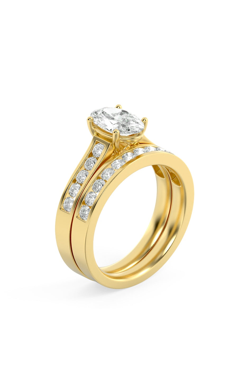 2Cttw Oval Shaped Lab Grown Diamond (G/VS) Channel Set Bridal Engagement Ring in 10K Gold
