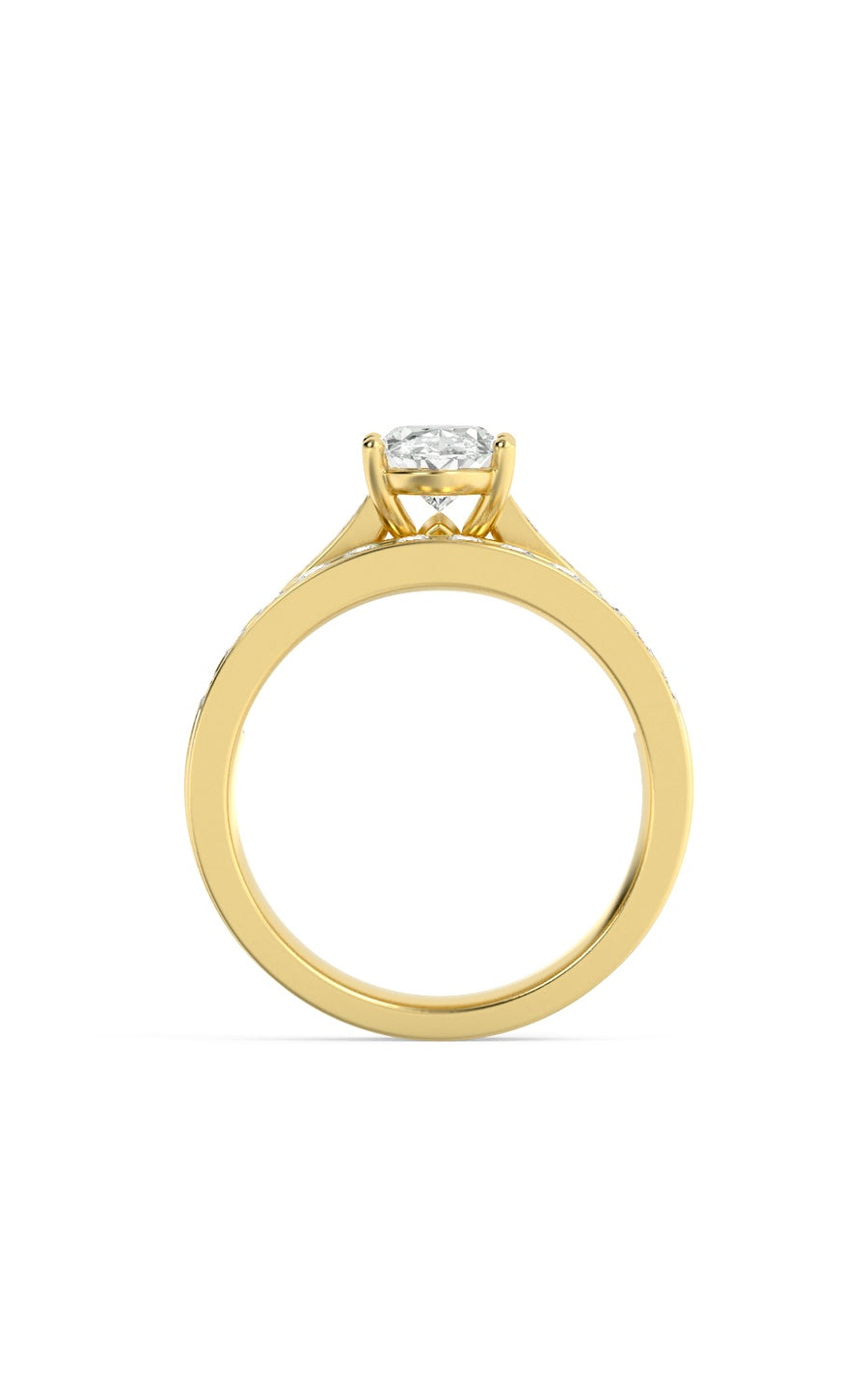 2Cttw Oval Shaped Lab Grown Diamond (G/VS) Channel Set Bridal Engagement Ring in 10K Gold
