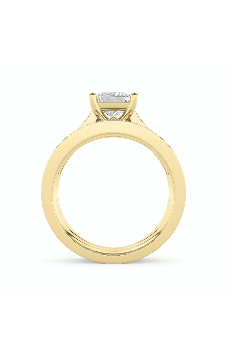 2Cttw Princess Shaped Lab Grown Diamond (F/VS) Channel Set Bridal Engagement Ring in 14K Gold