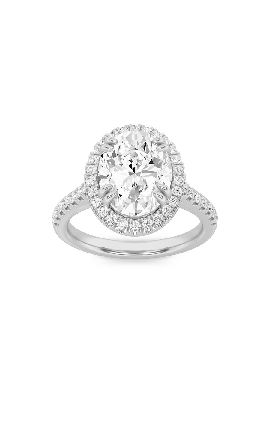 2.5Cttw Oval Shaped Lab Grown Diamond (F/VS) Classic Halo Accented Engagement Ring in 14K Gold