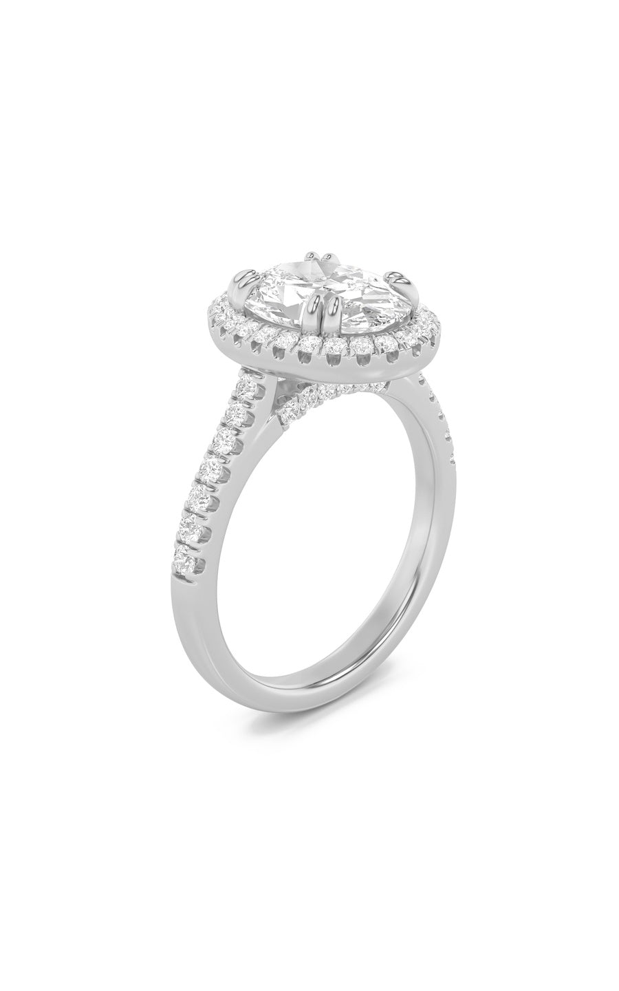 3Cttw Oval Shaped Lab Grown Diamond (F/VS) ClassicHalo Accented Engagement Ring in 14K Gold