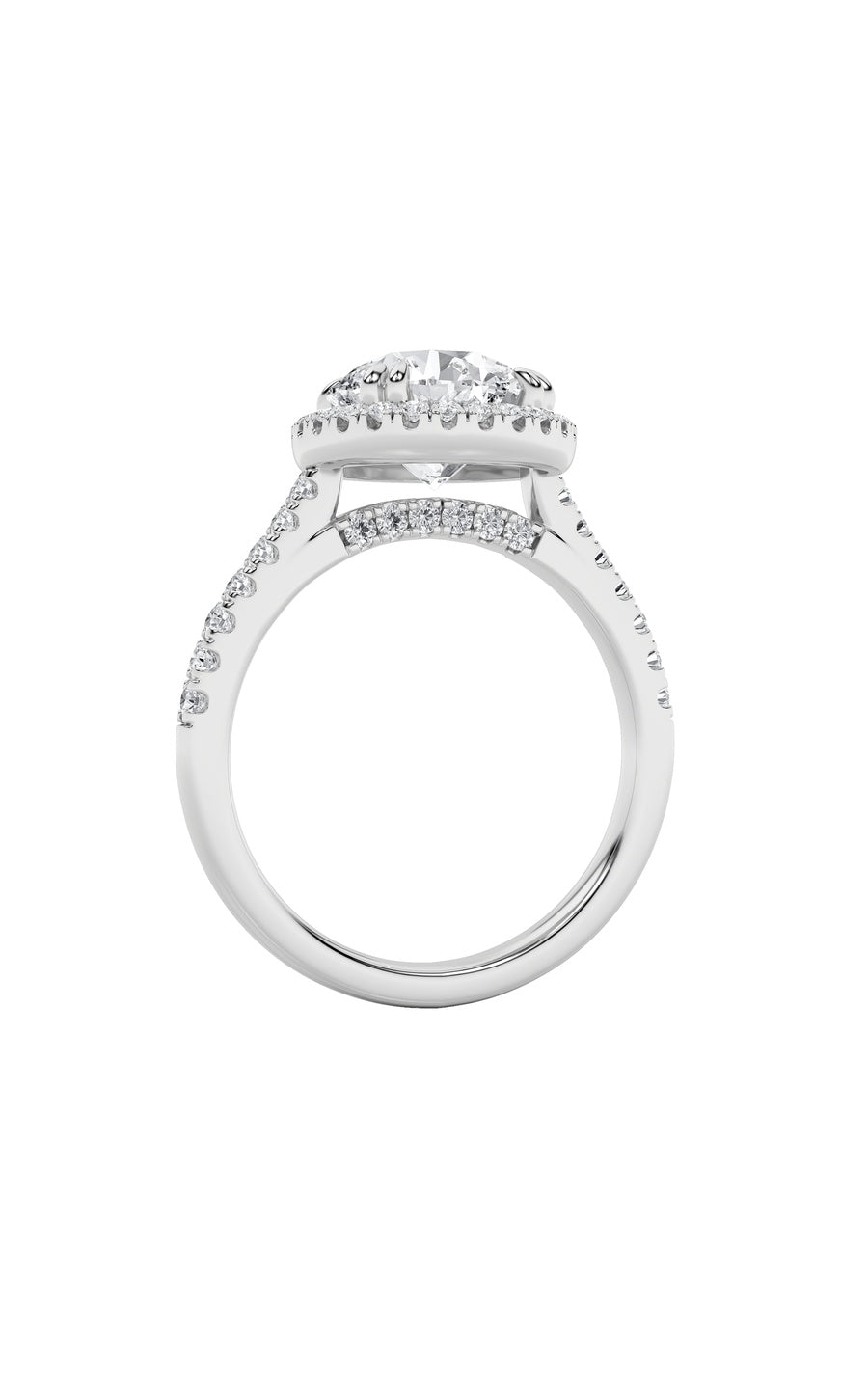 3Cttw Round Shaped Lab Grown Diamond (F/VS) Classic Halo Accented Engagement Ring in 14K Gold