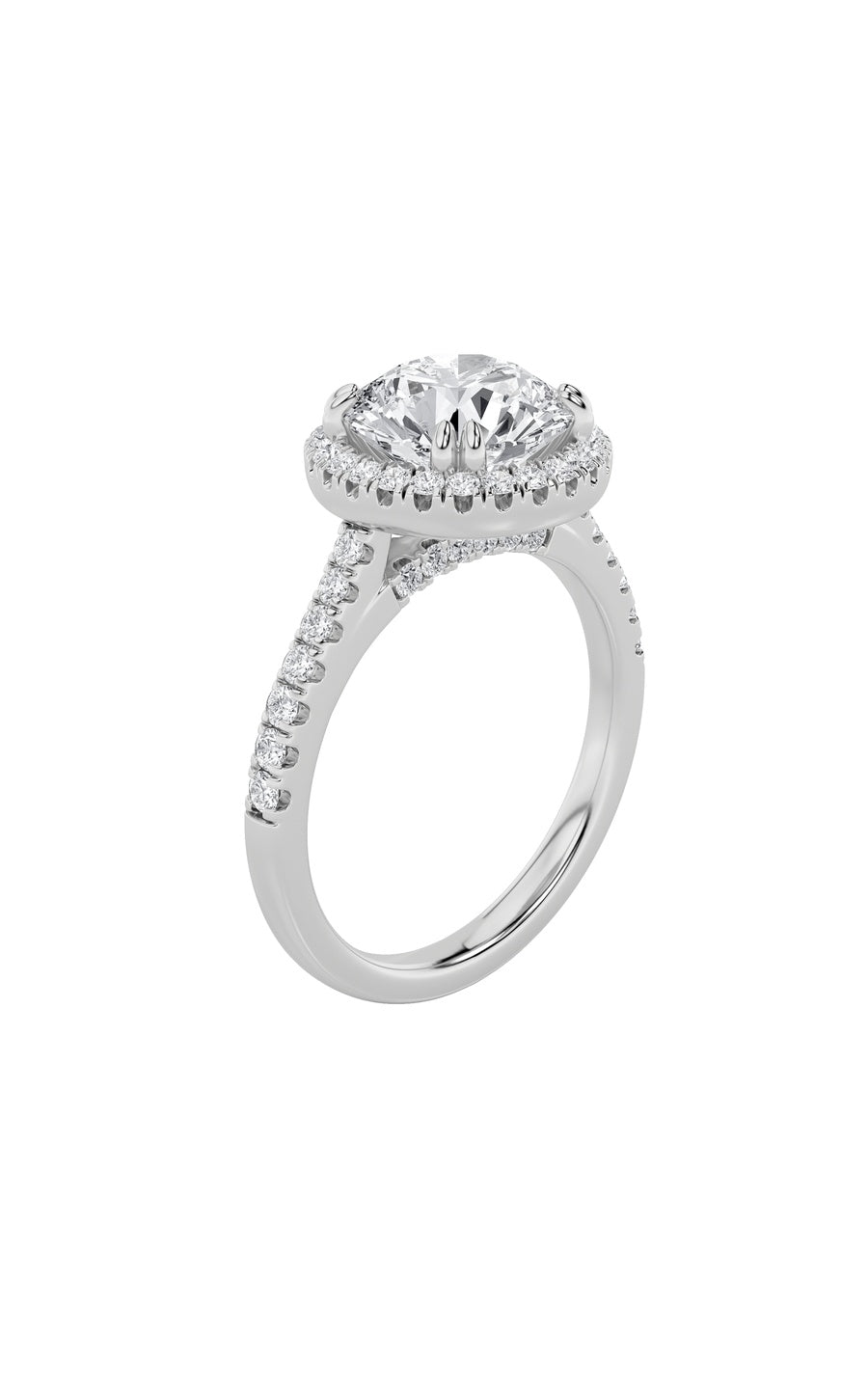 5Cttw Round Shaped Lab Grown Diamond (F/VS) Classic Halo Accented Engagement Ring in 14K Gold