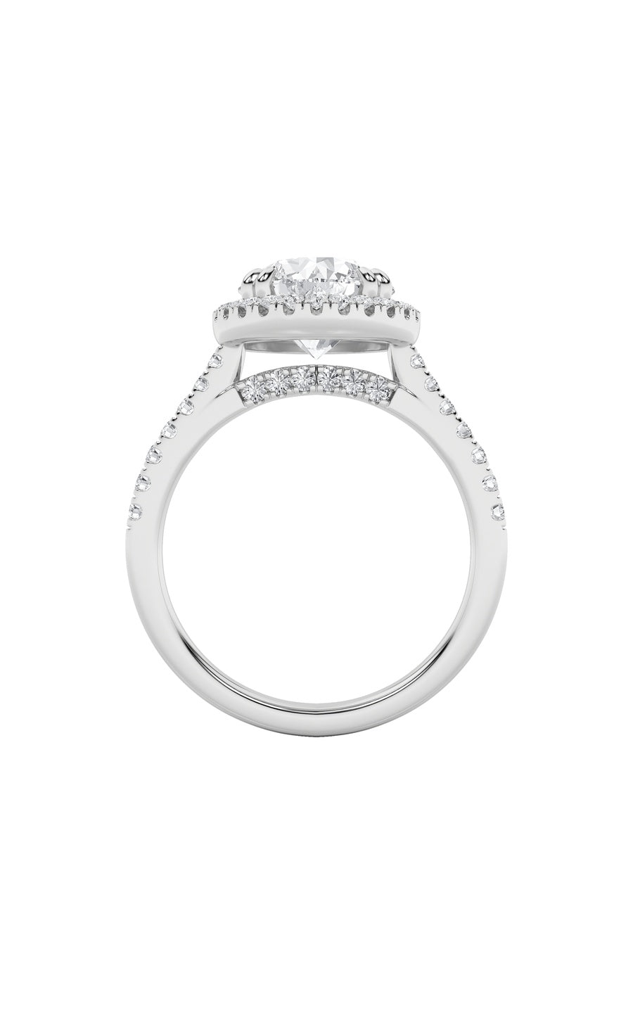 5Cttw Round Shaped Lab Grown Diamond (F/VS) Classic Halo Accented Engagement Ring in 14K Gold
