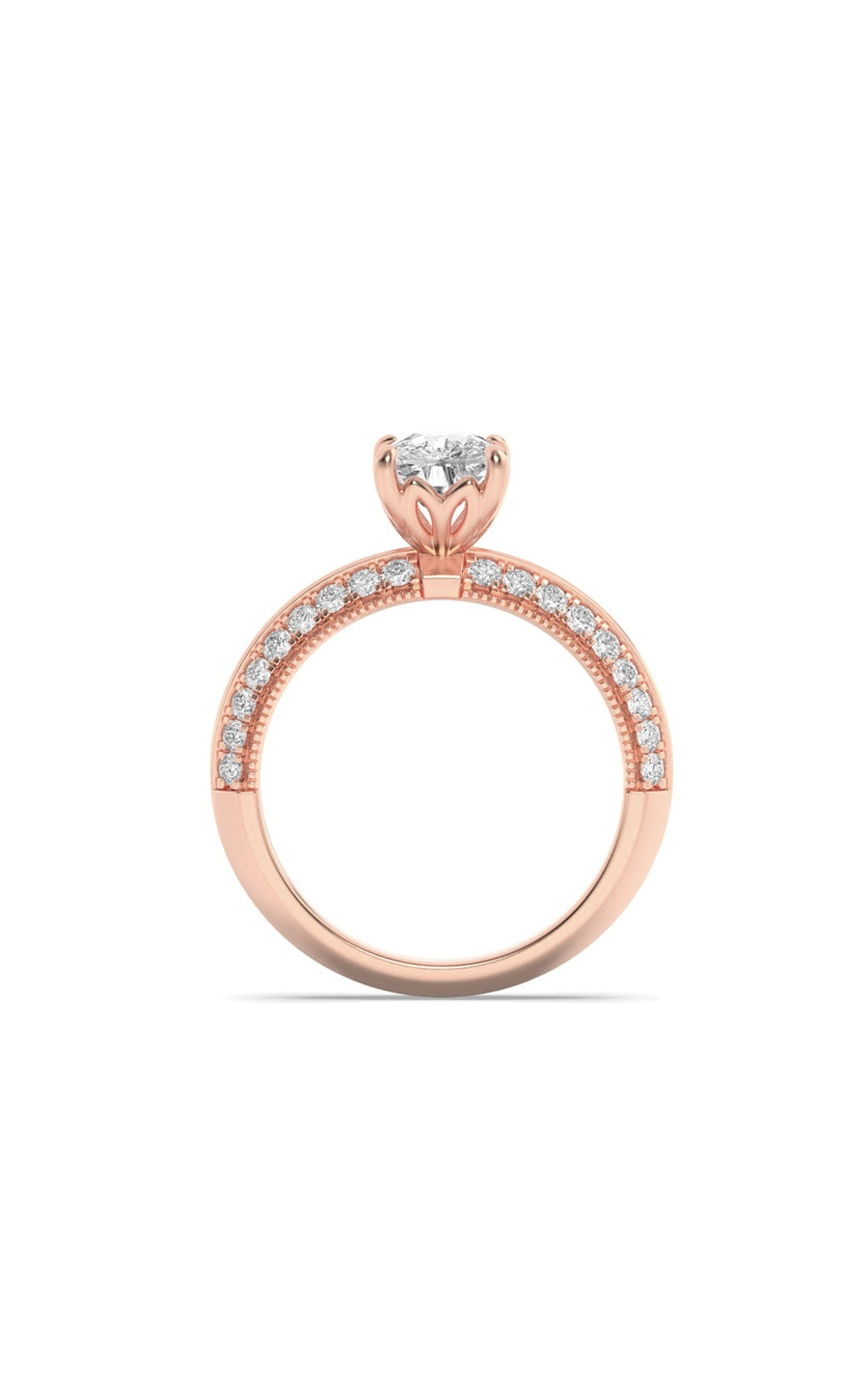 1.75Cttw Elongated Cushion Shaped Lab Grown Diamond (F/VS) Three Row Micro Pave Engagement Ring in 14K Gold