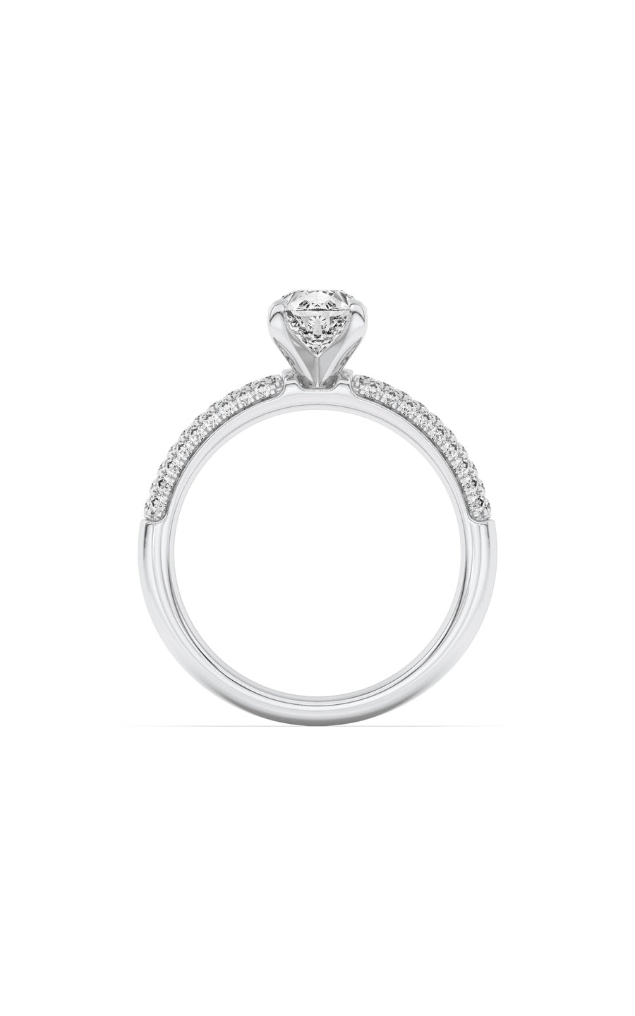 1.5Cttw Pear Shaped Lab Grown Diamond (F/VS) ThreeRow Micro Pave Engagement Ring in 14K Gold