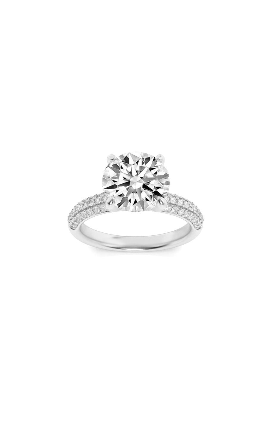 1.5Cttw Round Shaped Lab Grown Diamond (F/VS) Three Row Micro Pave Engagement Ring in 14K Gold