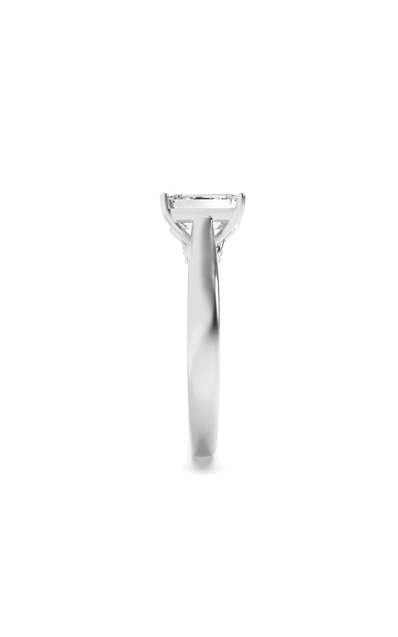 2CTW Emerald Shaped Lab Grown Diamond (G/VS) Accented Bridge Shank Engagement Ring in 14K Gold