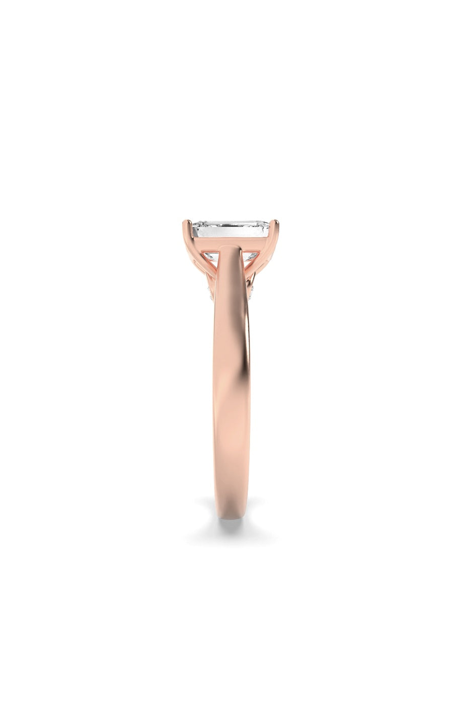 2Cttw Emerald Shaped Lab Grown Diamond (G/VS) Accented Bridge Shank Engagement Ring in 14K Gold