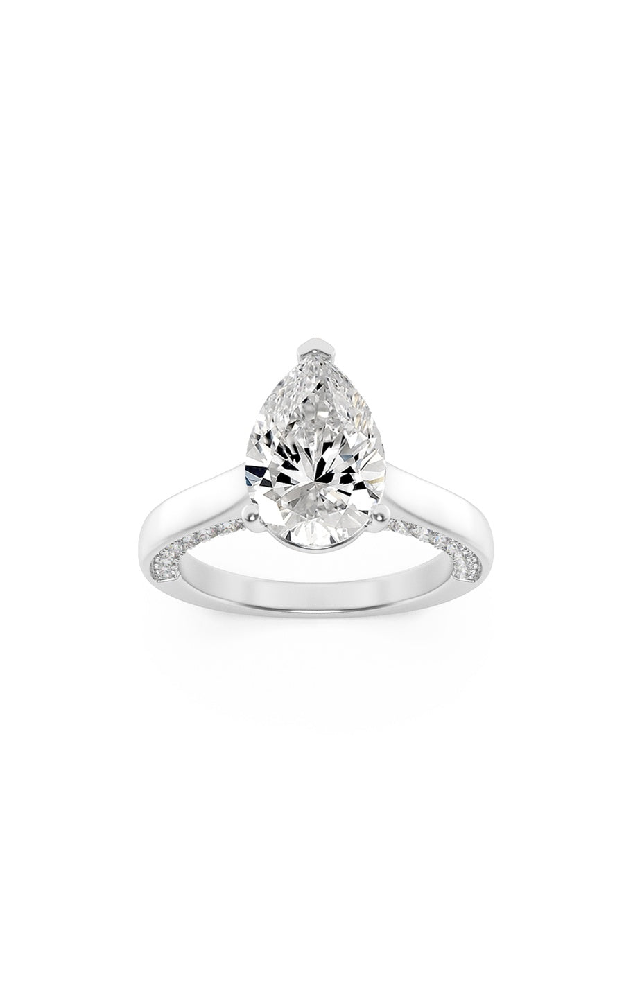 1.25Cttw Pear Shaped Lab Grown Diamond (F/VS) Accented Bridge Shank Engagement Ring in 14K Gold