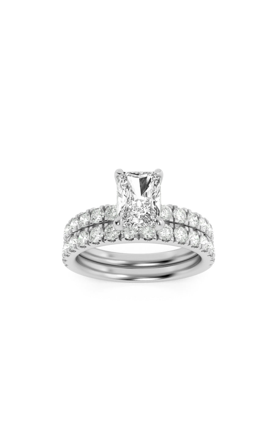 2Cttw Radiant Shaped Lab Grown Diamond (F/VS) Classic Accented Set With Band and Engagement Ring in14K Gold