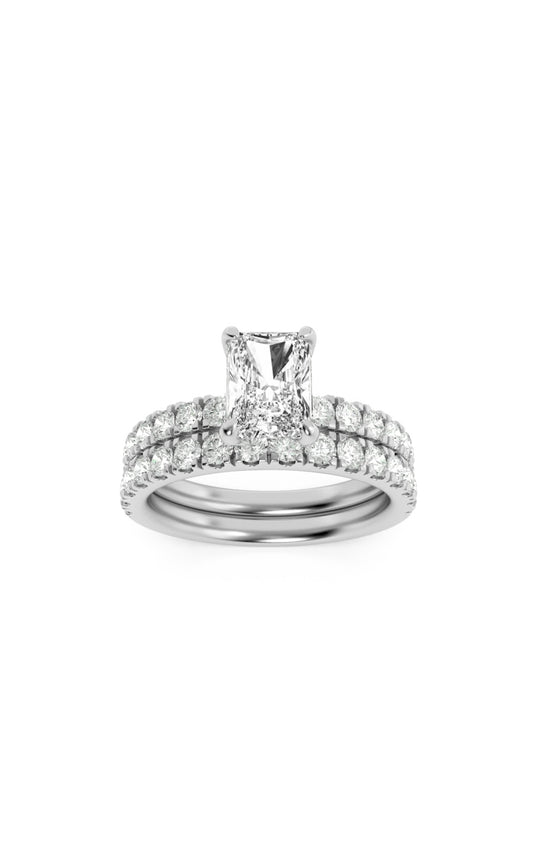 2Cttw Radiant Shaped Lab Grown Diamond (F/VS) Classic Accented Set With Band and Engagement Ring in14K Gold