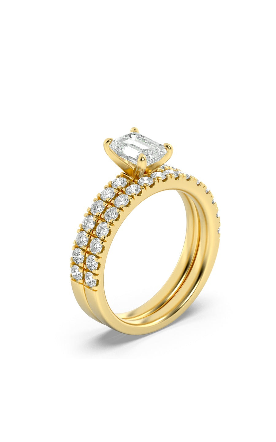 2Cttw Radiant Shaped Lab Grown Diamond (F/VS) Classic Accented Set With Band and Engagement Ring in14K Gold
