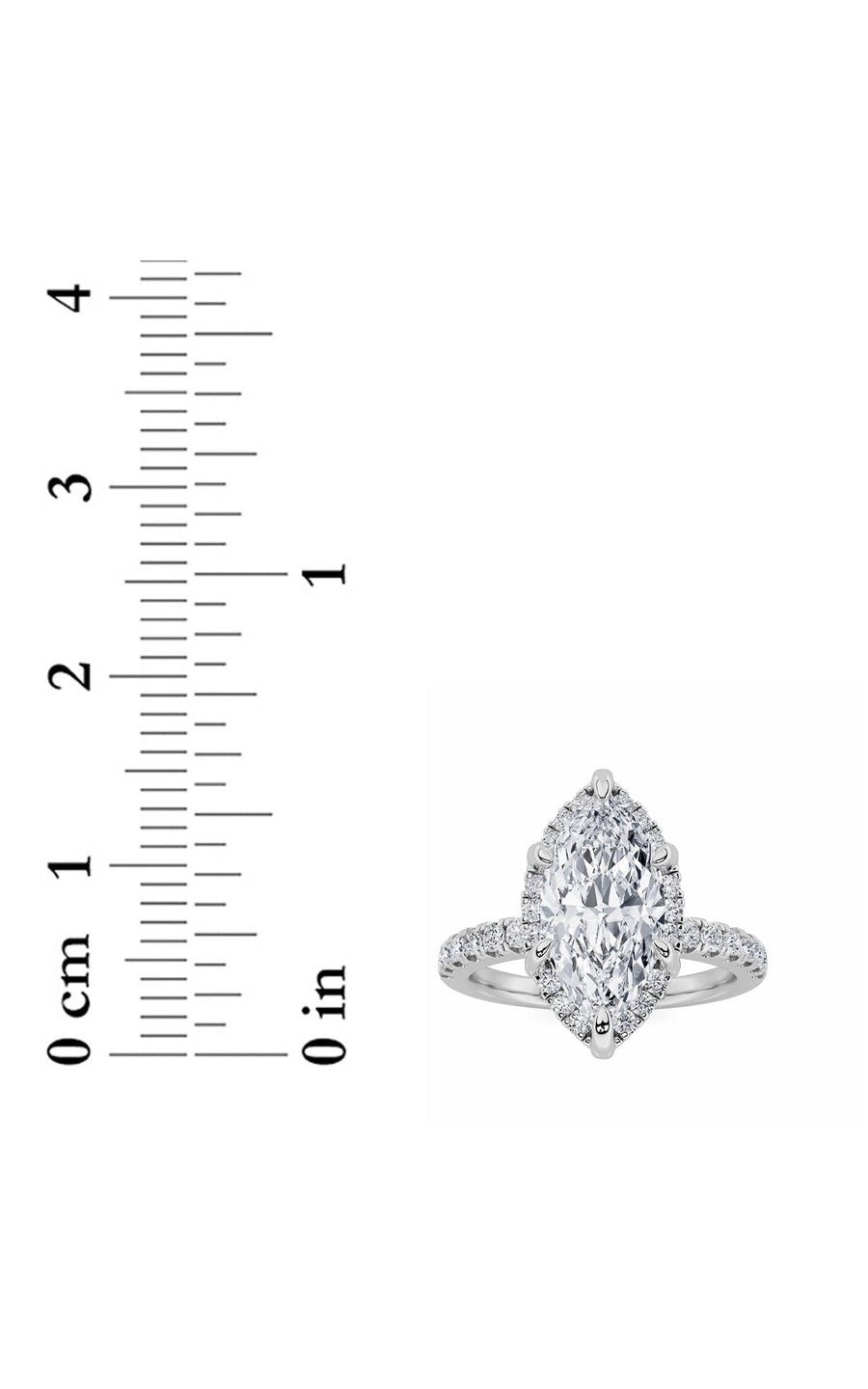 2CTW Marquise Shaped Lab Grown Diamond (F/VS) Halo Accented Engagement Ring in 14K Gold