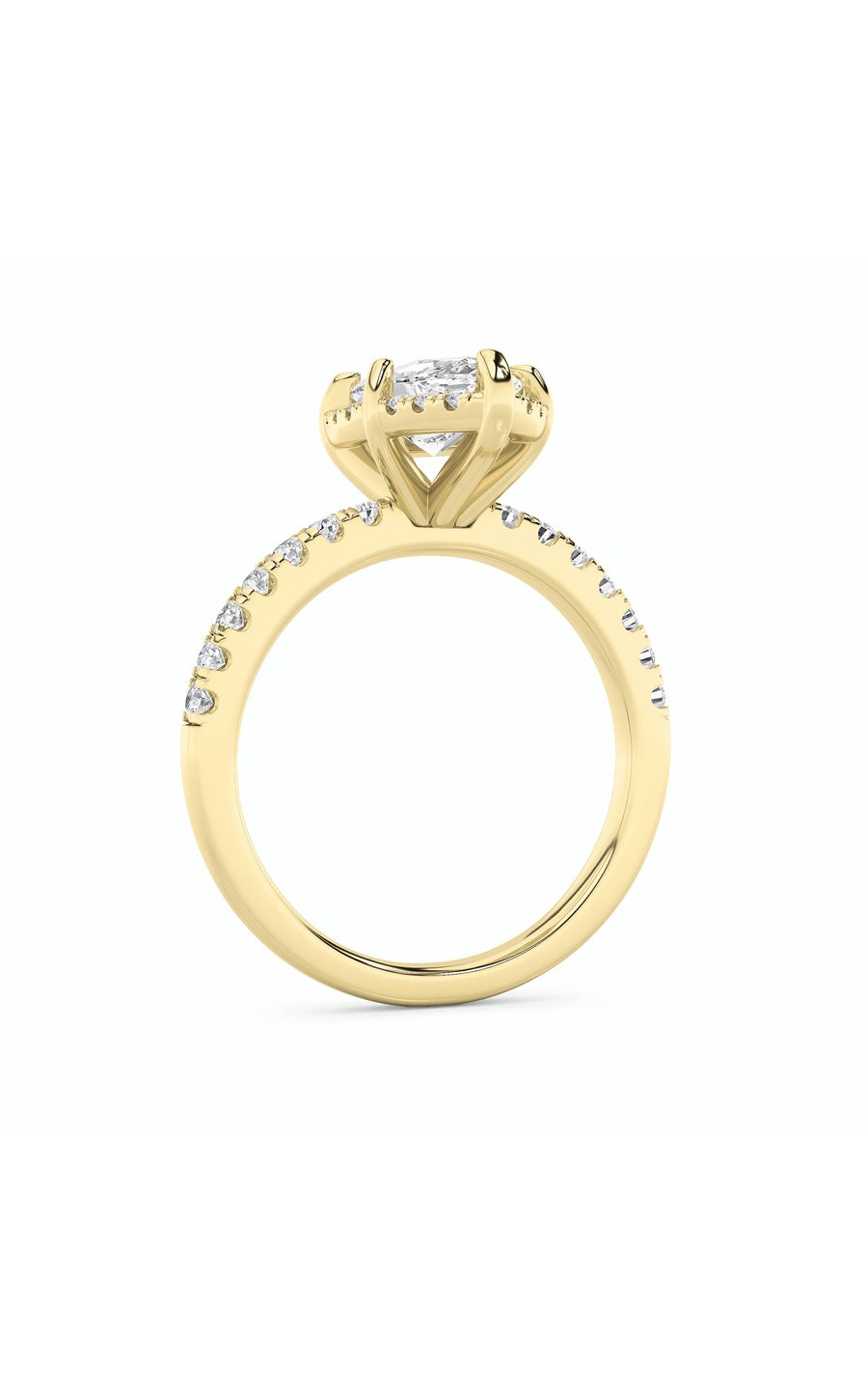 2Cttw Marquise Shaped Lab Grown Diamond (F/VS) Halo Accented Engagement Ring in 14K Gold