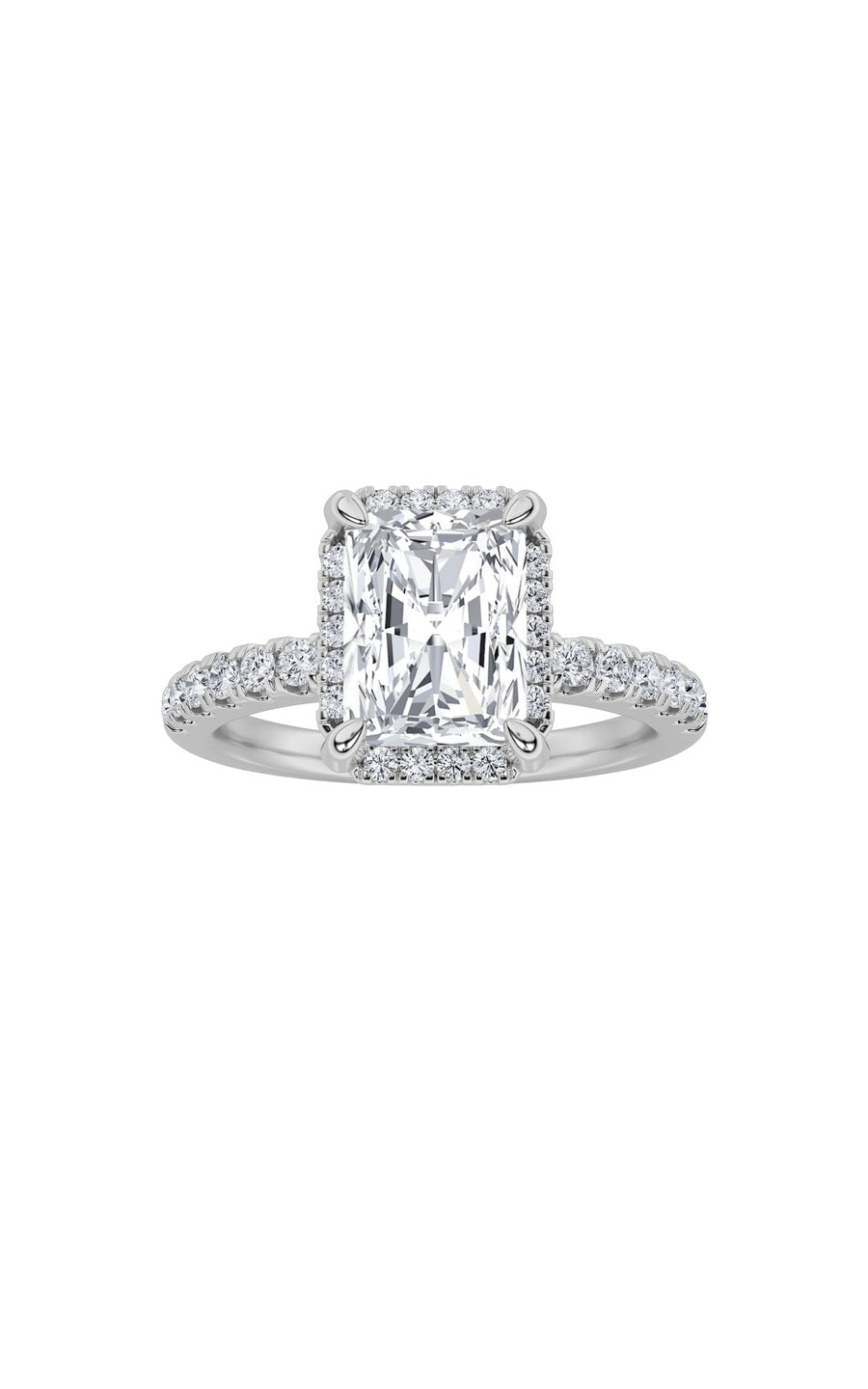 2Cttw Radiant Shaped Lab Grown Diamond (F/VS) HaloAccented Engagement Ring in 14K Gold