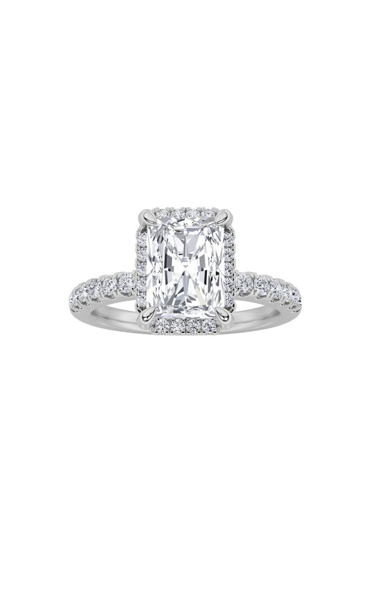 2Cttw Radiant Shaped Lab Grown Diamond (F/VS) HaloAccented Engagement Ring in 14K Gold