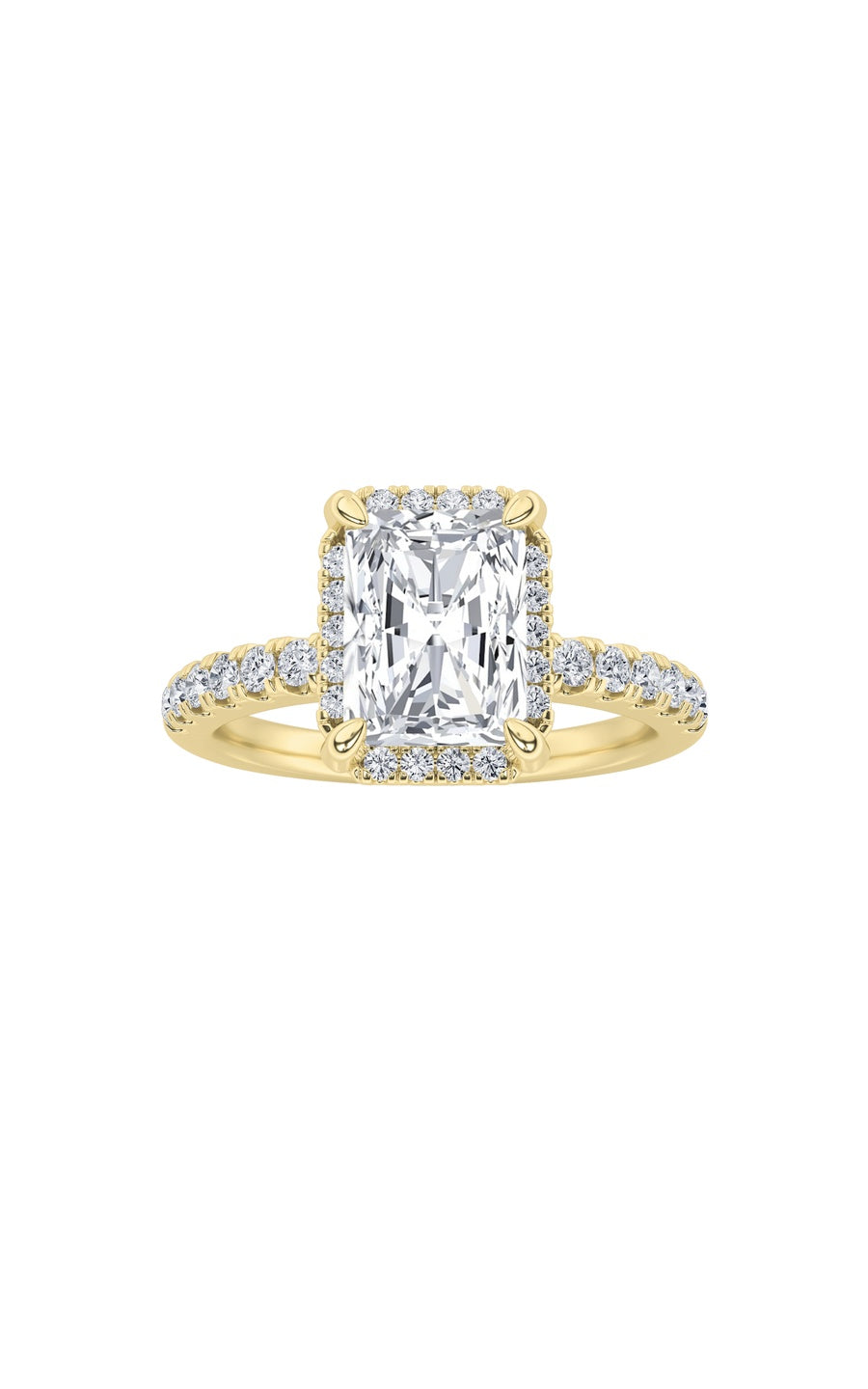 2Cttw Radiant Shaped Lab Grown Diamond (F/VS) HaloAccented Engagement Ring in 14K Gold
