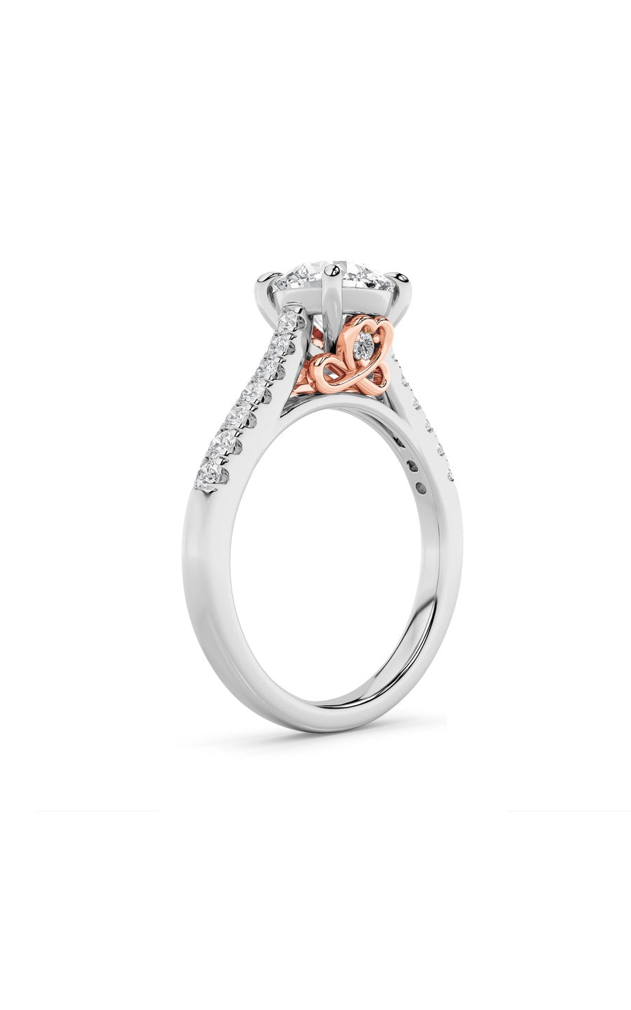 2.5Cttw Round Shaped Lab Grown Diamond (F/VS) Petite Shank Accented Engagement Ring in 14K Gold