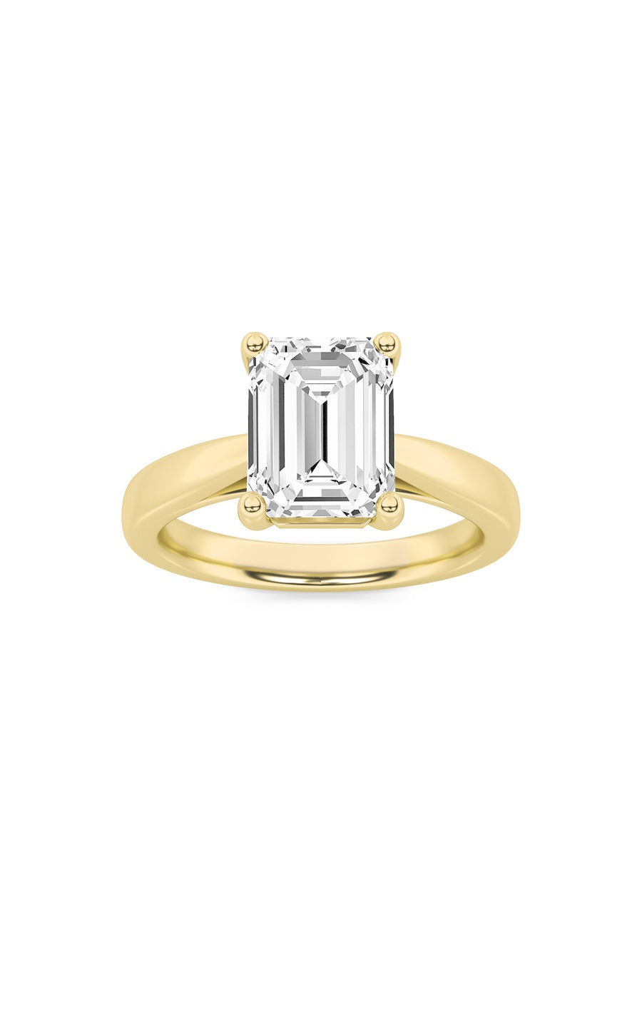 2Cttw Emerald Shaped Lab Grown Diamond (F/VS) Classic Shank Solitaire Engagement Ring in 14K Gold