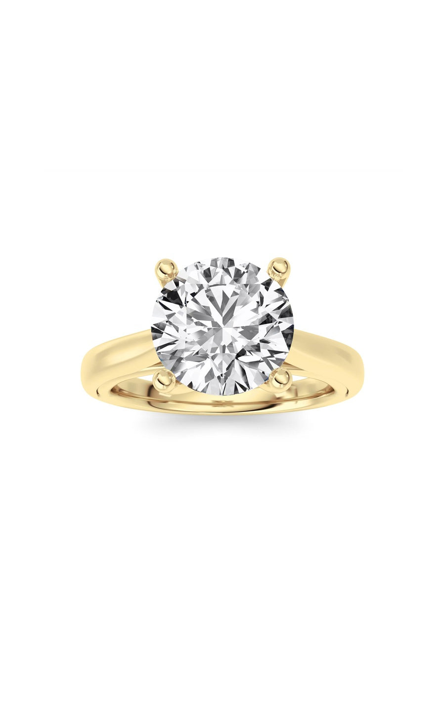 2Cttw Round Shaped Lab Grown Diamond (F/VS) Cathedral Shank Engagement Ring in 14K Yellow Gold