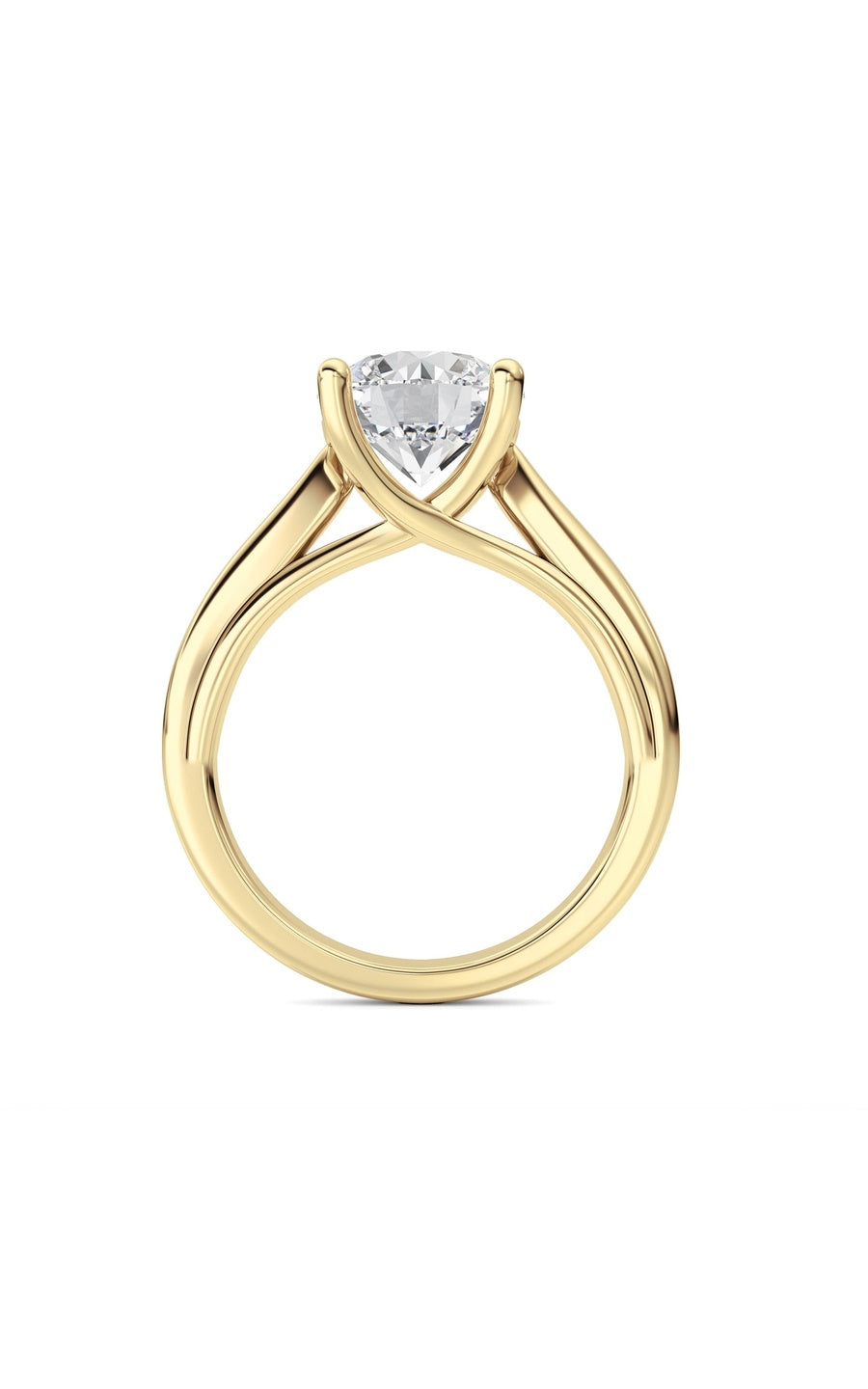 2Cttw Round Shaped Lab Grown Diamond (F/VS) Cathedral Shank Engagement Ring in 14K Yellow Gold