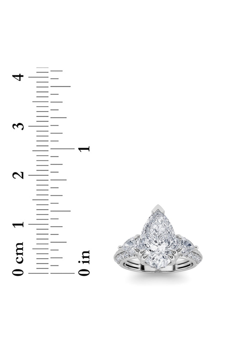3.5Cttw Pear Shaped Lab Grown Diamond (G/VS) ThreeStone Accented Engagement Ring in 14K Gold
